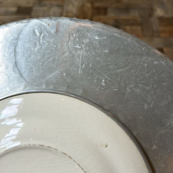 Vintage Triumph Limoges Imperial Victorian China Platter Farberware Aluminum - Picture 9 of 9